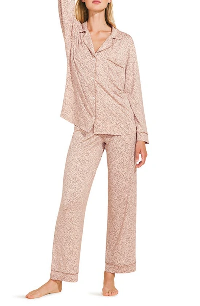 Shop Eberjey Gisele Print Jersey Knit Pajamas In Animale Rose Cloud/ Ivory