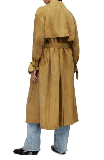 Shop Allsaints Kikki Relaxed Fit Double Breasted Trench Coat In Olive