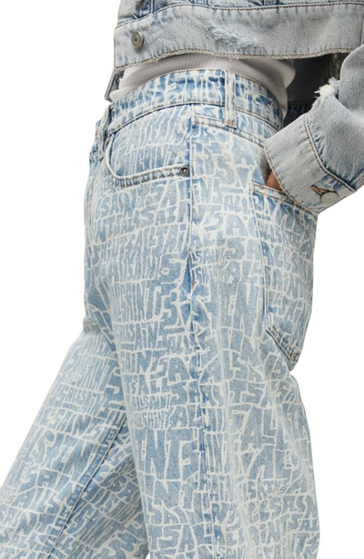 Shop Allsaints Zoey Logo Print High Waist Straight Leg Jeans In Indigo Blue