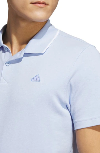 Shop Adidas Golf Go-to Cotton Blend Piqué Golf Polo In Blue Dawn