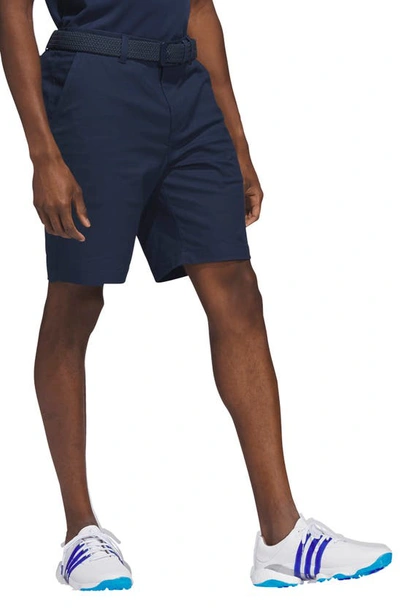 Shop Adidas Golf Go-to Flat Front Stretch Twill Golf Shorts In Collegiate Navy