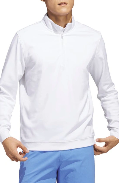 Shop Adidas Golf Elevated Stretch Half Zip Pullover In White