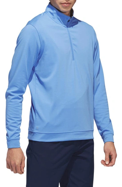 Shop Adidas Golf Elevated Stretch Half Zip Pullover In Blue Fusion