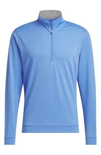 Shop Adidas Golf Elevated Stretch Half Zip Pullover In Blue Fusion