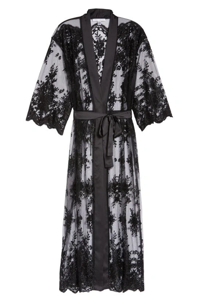 Shop Rya Collection Darling Sheer Lace Robe In Black