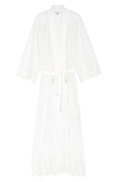Rya Collection Plus Size Darling Long Embroidered Lace Robe In Ivory