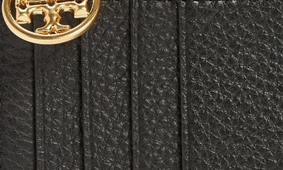 Shop Tory Burch Miller Zip Leather Card Case In Black