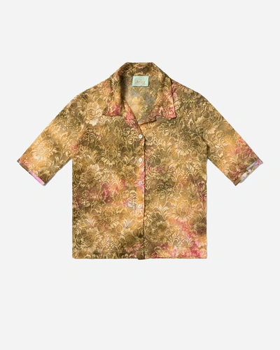 Shop Aries Shrunken Lace Shirt In Brown