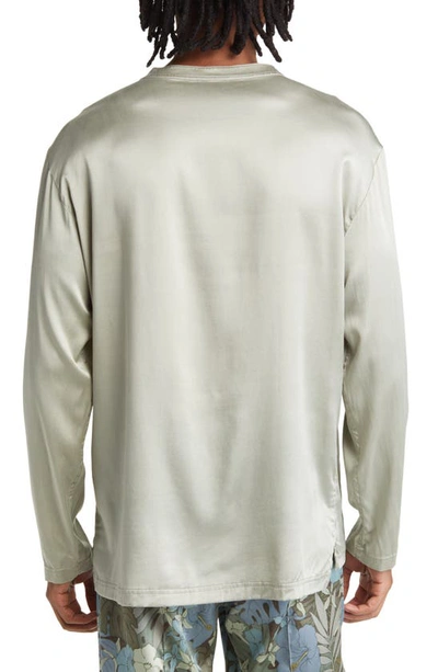 Shop Tom Ford Henley Stretch Silk Pajama Shirt In Pistachio