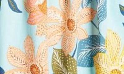 Shop Vince Camuto Floral Cotton Poplin Midi Dress In Seafoam