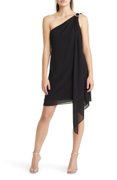 Shop Vince Camuto Rhinestone Detail One-shoulder Cocktail Dress In Black