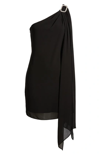 Shop Vince Camuto Rhinestone Detail One-shoulder Cocktail Dress In Black