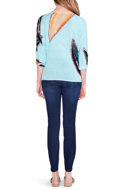 Shop Nic + Zoe Grove Pattern Sweater In Aqua Multi