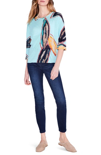 Shop Nic + Zoe Grove Pattern Sweater In Aqua Multi