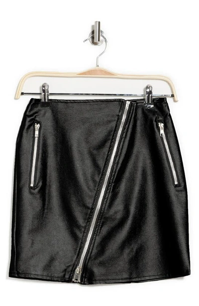 Shop Secret Lace Just One Zip Moto Miniskirt In Black