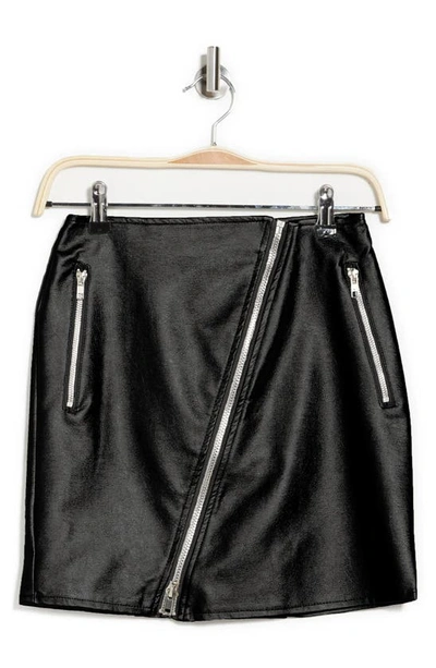 Secret Lace Zip Moto Mini Skirt In Black
