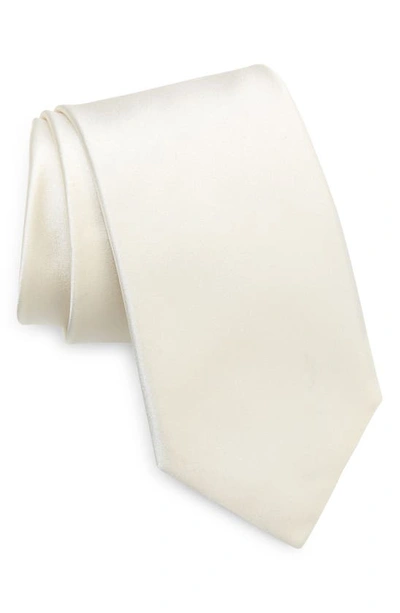 Shop Canali Solid Silk Tie In White