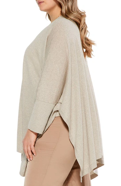 Nic + Zoe Open-front Shimmer Cover-up Cardigan In Sandshell