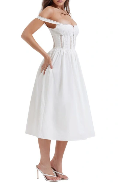 Shop House Of Cb Perle Lace Corset Sundress In White