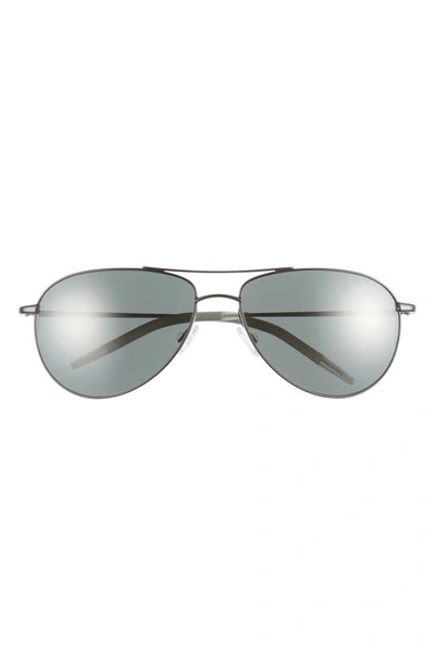 Shop Oliver Peoples Dresner 56mm Polarized Aviator Sunglasses In Matte Black