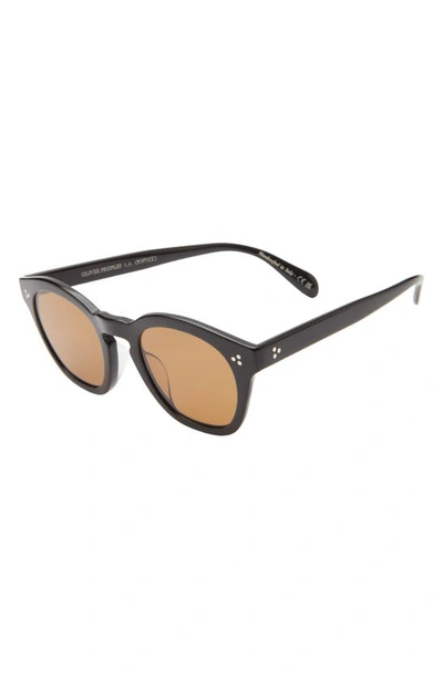 Oliver Peoples Boudreau La 48mm Round Sunglasses In Black