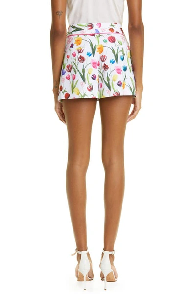 Shop Alice And Olivia Dylan Tulip Print Shorts In Kiss My Tulips