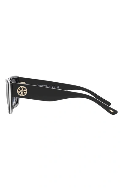 Shop Tory Burch 51mm Rectangular Sunglasses In Black White