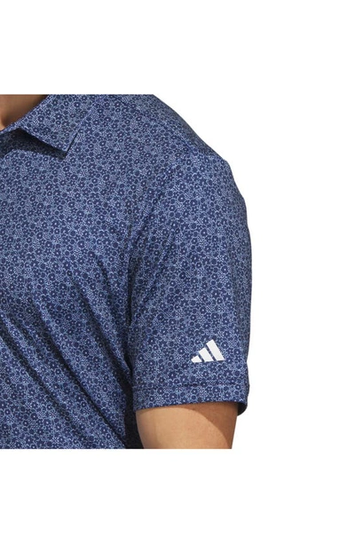 Shop Adidas Golf Allover Print Golf Polo In Collegiate Navy