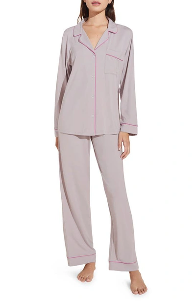 Shop Eberjey Gisele Jersey Knit Pajamas In Purple Dust/ Italian Rose