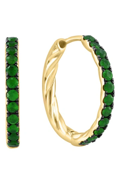 Effy Twisted Hoop Earrings In Emerald / Yellow Gold