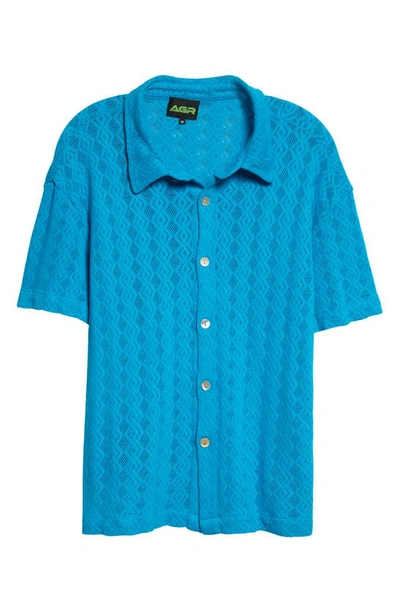 Shop Agr Trustworthy Lace Button-up Shirt In Blue