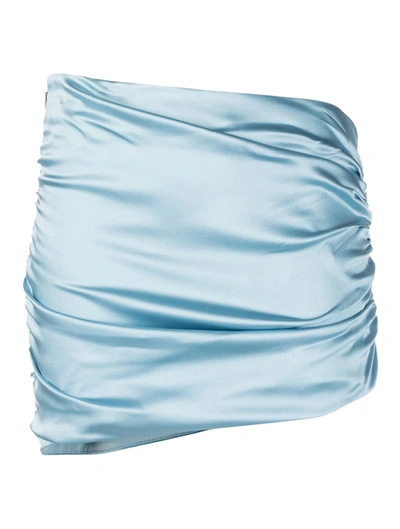 Shop Alessandra Rich Asymmetric Satin Mini Skirt In Blue