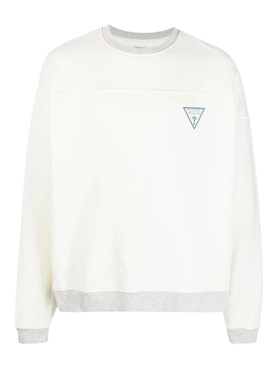 Shop Guess Usa Vintage Logo Crewneck Sweatshirt In White