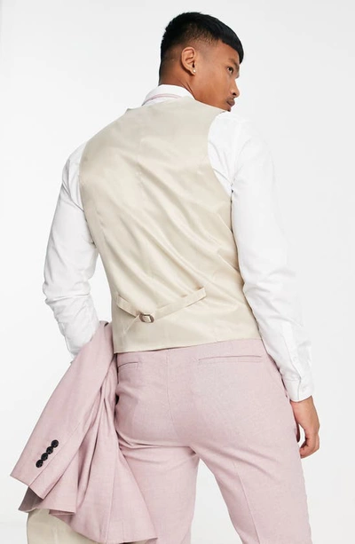 Shop Asos Design Oxford Skinny Fit Vest In Light Pink
