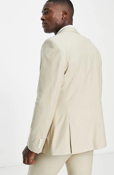 Shop Asos Design Slim Fit Suit Jacket In Stone