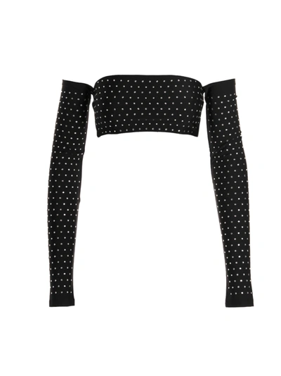 Shop The Andamane Crystal Cropped Top In Black
