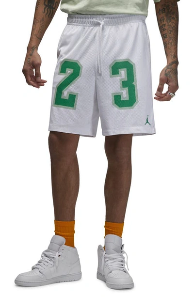 Shop Jordan Essentials Mesh Basketball Shorts In White/ Lucky Green