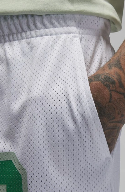 Shop Jordan Essentials Mesh Basketball Shorts In White/ Lucky Green