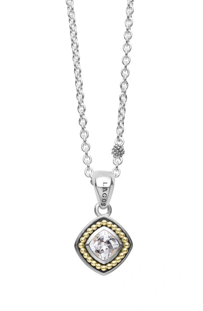 Shop Lagos Caviar Color White Topaz Pendant Necklace In Gold