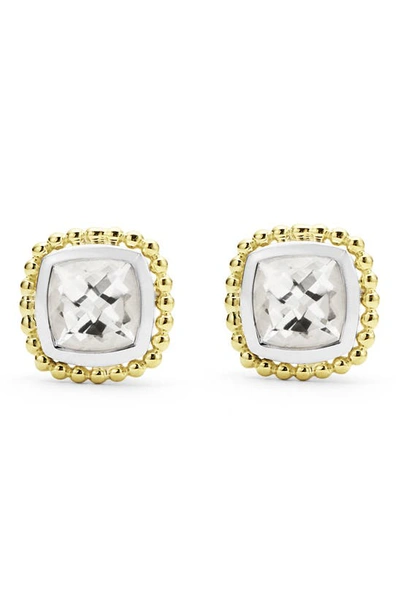 Shop Lagos Caviar Color White Topaz Stud Earrings In Gold