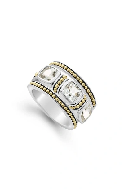 Lagos Set Of 3 Caviar Color White Topaz Stacking Rings In Topaz