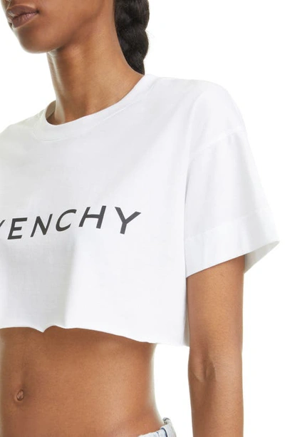 Shop Givenchy Logo Crop Graphic Tee In 100-white