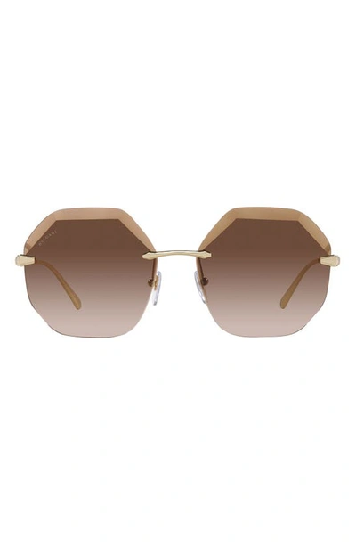 Shop Bvlgari 59mm Gradient Irregular Sunglasses In Brown Grad