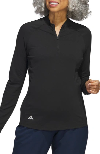 Shop Adidas Golf Half Zip Long Sleeve Golf Shirt In Black