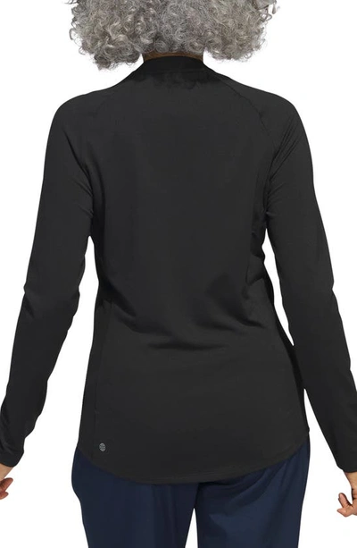 Shop Adidas Golf Half Zip Long Sleeve Golf Shirt In Black