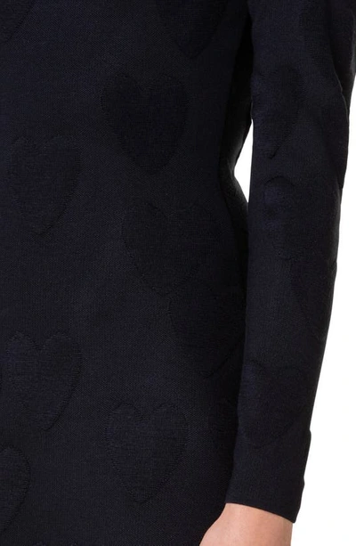 Shop Akris Heart Jacquard Long Sleeve Stretch Silk Column Gown In Black