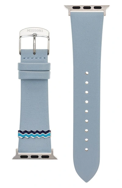 Shop Missoni Zigzag 22mm Leather Apple Watch® Watchband In Blue