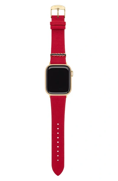 Shop Missoni Zigzag 22mm Leather Apple Watch® Watchband In Red