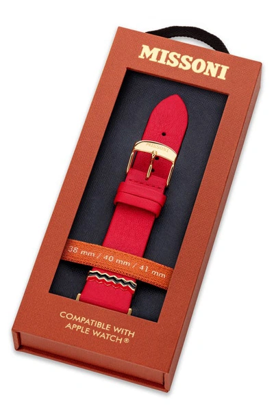 Shop Missoni Zigzag 22mm Leather Apple Watch® Watchband In Red