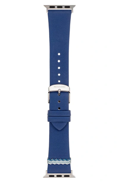 Shop Missoni Zigzag 22mm Leather Apple Watch® Watchband In Blue